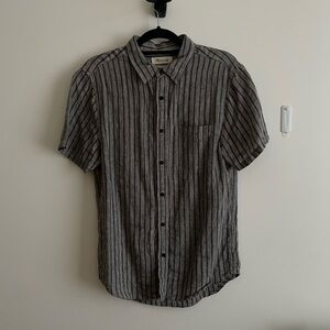 Madewell Gray Casual Button Down Shirt with Stripes